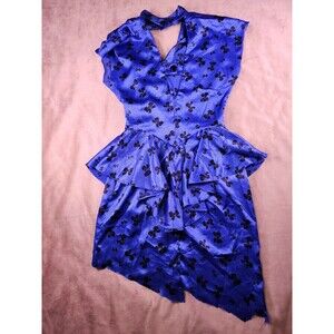 Vintage 80s dress L'Aggresse bow pattern peplum